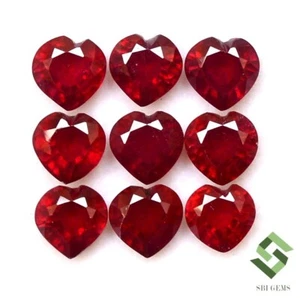 6x6 mm Natural Ruby Heart Shape Cut Lot 10 Pcs 11.48 CTS Faceted Loose Gemstones - Picture 1 of 6
