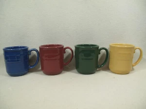 Longaberger Pottery Woven Traditions Multi Color 12 oz Coffee Cup Mug Set 4 - Picture 1 of 21
