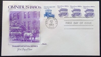 Scott 1897 1906 FDC Omnibus Transportation Series STRIP 3 Artmaster Cachet - Image 1 of 2