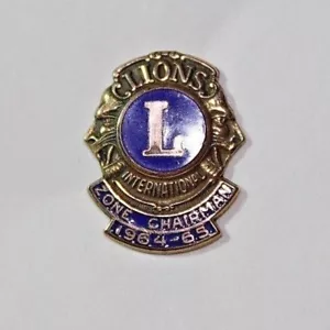 Pin de relleno vintage de oro de 10 quilates Lions Club Zone Chairman 1964-65 - Imagen 1 de 2