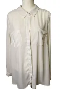 Blusa Lane Bryant Marfil Manga Larga Poliéster Sedoso Botón Frontal Talla 22/24 - Imagen 1 de 8