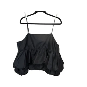 A New Day Black Tiered Taffeta Back Zipper Spaghetti Strap Tank Size XXL NWT - Picture 1 of 3