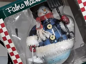Vintage Stoffmaché Schneemann Ornament * Weihnachtsbaum fertig * Originalkarton - Bild 1 von 10