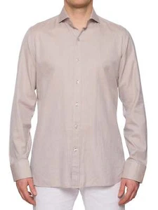 Tom Ford Beige Glen Plaid Cotton Dress Shirt EU 41 NEU US 16 - Bild 1 von 6