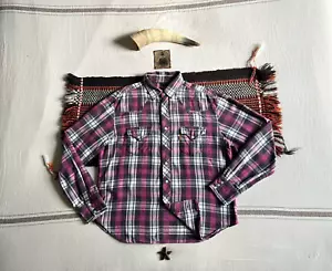 Camicia Levi's LVC M-L arancione linguetta western anni 70 check pearl snaps MADE PORTUGAL - Foto 1 di 19