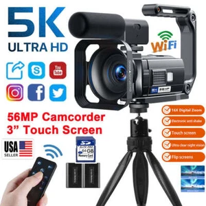 🔥Video Camera Camcorder 5K 56MP YouTube Camera WiFi IR Night Vision w/ Mic 64GB - Picture 1 of 10