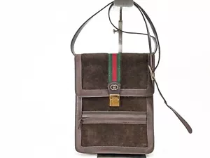 Vintage Gucci Suede Crossbody Shoulder Bag Purse Brown Sherry Authentic - Picture 1 of 23