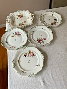 5 Vintage Germany Speiseteller Porzellan Serviergriffe Blumen 8,5" - Bild 1 von 11