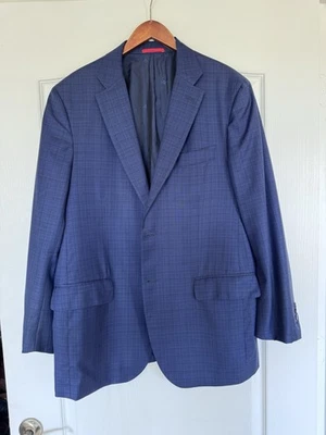 Isaia Napoli  'Sanita' Dark Blue Plaid Wool Sport Coat 56IT | 46US Long - Image 1 of 4