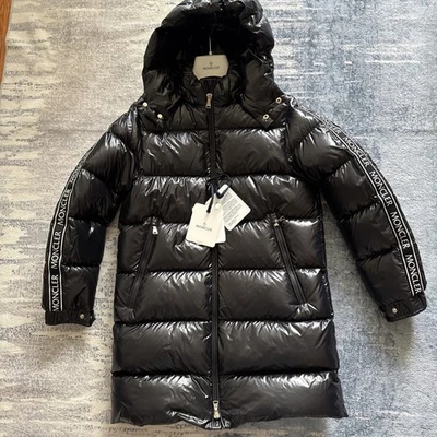Niños Unisex Auténtico MONCLER Largo Parker Puffer Chaqueta Negra Talla 12 Hakki Foto 1 de 4