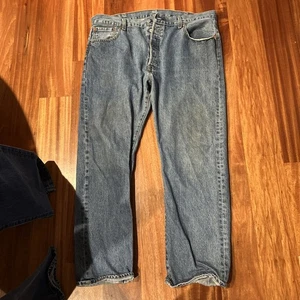 Levi's 501 Button Fly Jeans Herren 40x30 Blau Straight Dark Wash Stretch Cowboy - Bild 1 von 5