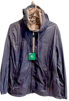 Quebra-vento feminino Calvin Klein com zíper completo com capuz azul pedra GG novo com etiquetas!! - Imagem 1 de 2