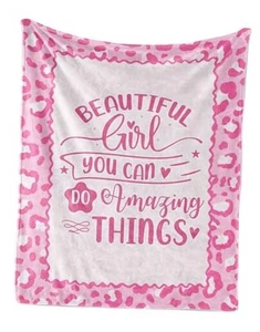 Teen Gifts for Girls, Beautiful Girl You Can Do Amazing Things Blanket for Pink - Picture 1 of 8