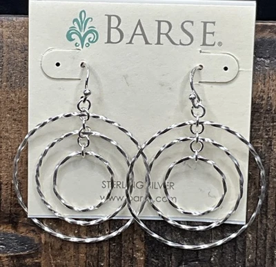 Brincos de círculo concêntrico Barse - Prata esterlina - Novo com etiquetas - Imagem 1 de 4