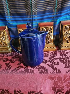PIER 1 IMPORTS Carafe Pitcher With Lid, GERMANY, Cobalt Blue Ceramic. - Picture 1 of 10