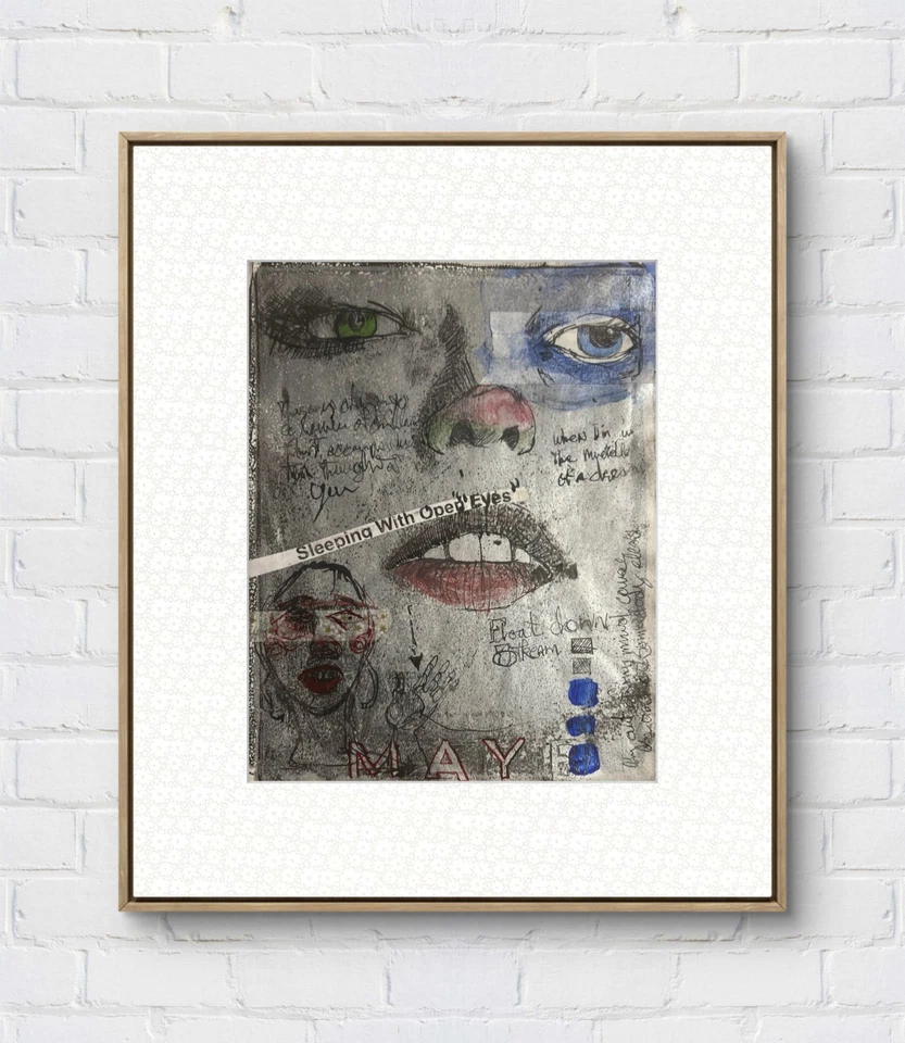 Arte Faris: Dormindo/Olhos Abertos: Papel Placa Gelli 10x14 Exclusivo Neo-Expressionismo - Imagem 1 de 4