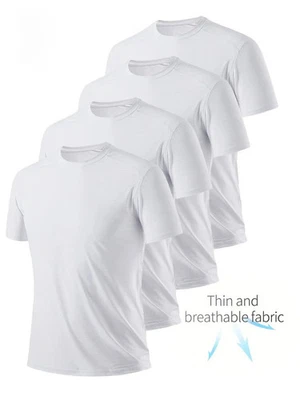 Pack of 4 Men's t-Shirts 2025 Summer Quick Drying Polyester Thin Solid color Bre - Image 1 of 4