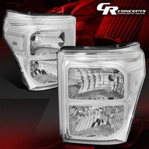 PAIR CHROME HOUSING CLEAR CORNER HEADLIGHTS LH+RH FOR 11-16 FORD F250 SUPERDUTY - Picture 1 of 8
