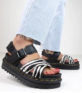 Dr. Martens VOSS II HAIR-ON ZEBRA PRINT SANDALS. MSRP $110. Size 11 - Picture 1 of 20