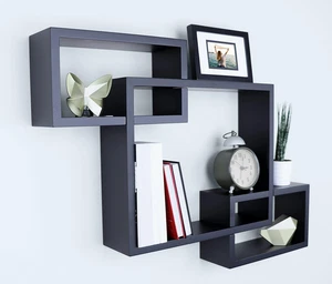 Wooden Interweave Floating Wall Mounted Shelves, Horizontal and Vertical Display - Picture 1 of 12