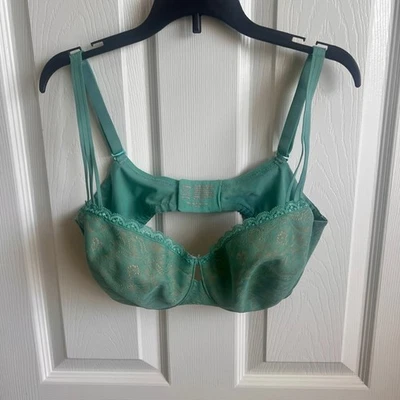 Soma Enticing Lift Balconet Bra Size 34DDD Green Lace Floral Details - Image 1 of 4