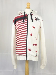 Quiksilver Mens Hoodie White Red X-Large Full Zip Sports Sweatshirt - Picture 1 of 13