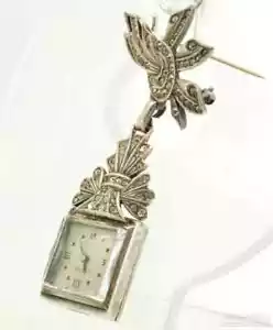 Helbros "Leora" grade 58 ladies' pendant watch, Sterling silver case & brooch - Picture 1 of 6