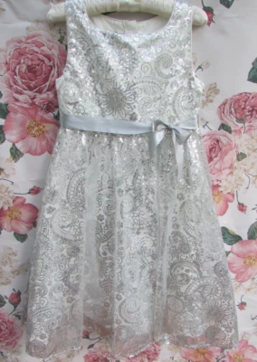 MONSOON Silver Sequin Embellished Prom Bridesmaid Party Occasion Dress 10-11 £65 - Image 1 of 4