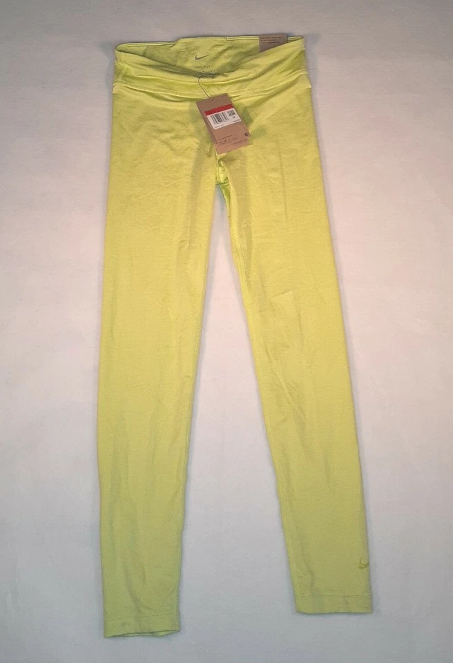 Nike Pro Dri-FIT Girls Move To Zero Training Leggings Lime Green Sz Large