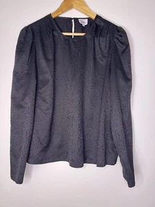 High there Karen Walker leopard print black long sleeve Blouse size 14 - Picture 1 of 4