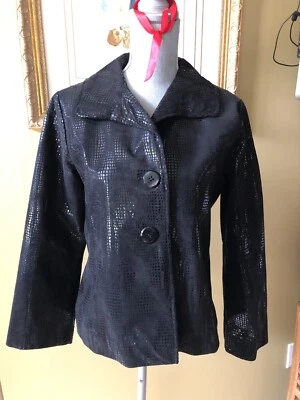 CHAQUETA DE CUERO NEGRA CHICO'S Talla 1 COMO NUEVA Foto 1 de 4