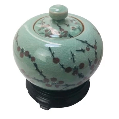 Studio Art Stoneware Pottery 5” Glazed Jar Oriental Artist Marking Signature - Image 1 of 4