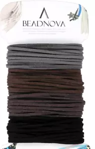 BEADNOVA Faux Suede Cord Flat Leather for Jewelry (4 Colors, 3.3 Yard, 3mm) - Picture 1 of 5