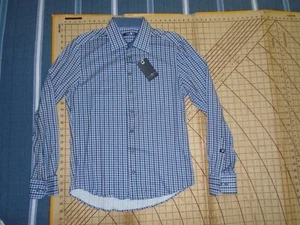MENS SMALL WHITE/BLUE STONE ROSE LS BUTTON UP SHIRT - NWT - Picture 1 of 4