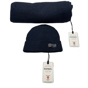Kaporal Jeans Knit Beanie Hat and Scarf Set, One Size, Navy, RRP €39 - Picture 1 of 13