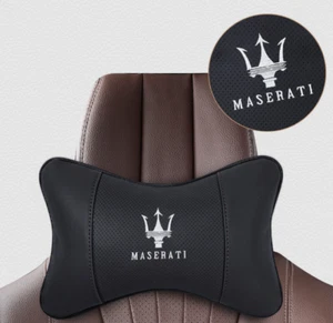 2X Para Maserati Coche Reposacabezas Protección Cuello Cuero Suave Cojín Cuello Ajuste - Imagen 1 de 19