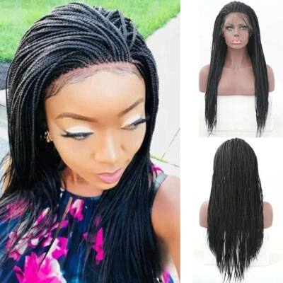 Pelucas delanteras de encaje Micro Box Trenzas para mujeres negras trenzas completas pelucas con pelo de bebé Foto 1 de 4