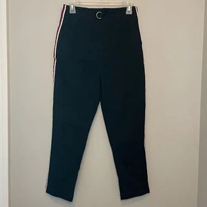 Asos Cigarette Pants in Black with Side Stripe and O-Ring Zipper - Picture 1 of 12