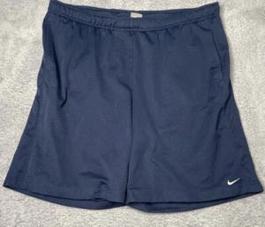 Vintage Y2K Nike Navy Blue Polyester Athletic Shorts W/ Pockets Mens Size 2XL - Picture 1 of 8
