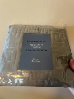 Vera Wang Simply Vera One Euro Sham серый стеганый геометрический новый с Ярлыками Kohls 26x26 - Изображение 1 из 4