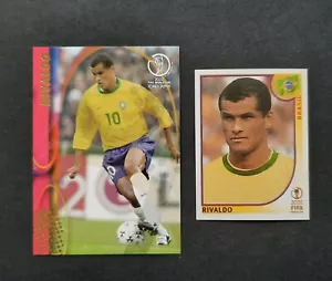 2x 🔥 RIVALDO BRASIL CARD & STICKERS WC KOREA 2002 INVEST - Picture 1 of 4