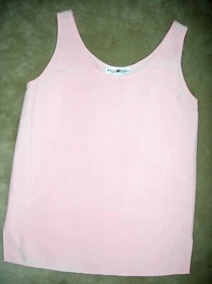 NWOT SAKS FIFTH AVENUE Real Clothes Pink Sueded Silk Tee Tank Top  P  (XS?) - Photo 1/3