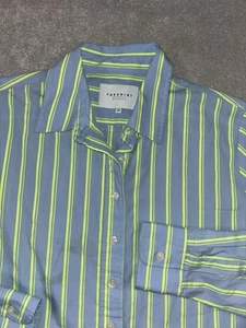 Blusa The Shirt Rochelle Behrens Mujer Mediana Azul Verde L/S Top Abotonada - Imagen 1 de 9