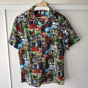 Star Wars Shirt Mens L Black Button Up Cotton Luke Skywalker Hans Solo NWT - Picture 1 of 11