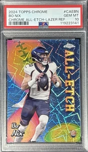 Bo Nix 2024 Topps Chrome All Etch Lazer Refractor Rookie RC Broncos PSA 10 - Picture 1 of 2