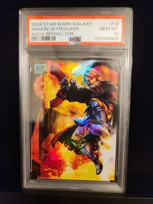 PSA 10 2024 Star Wars Cromo Galaxia Anakin Skywalker Aqua Refractor 58/199 Foto 1 de 2