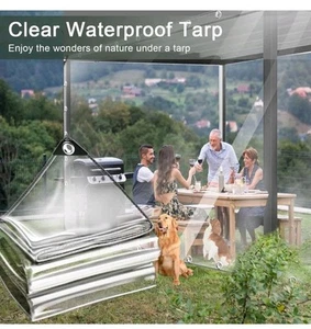Klare PVC Plane Schwerlast Transparent Plane Wasserdicht mit Ösen 6'×3' - Bild 1 von 4
