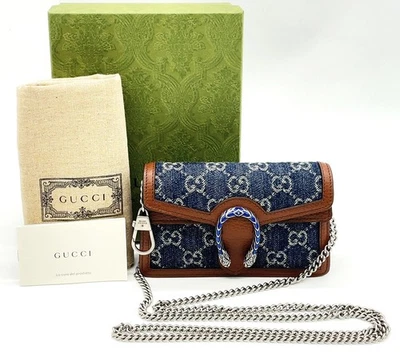 Bolso GUCCI Dionysus GG Denim/Cuero Super Mini Cadena 476432 con Caja Bolsa SKS080226 Foto 1 de 4
