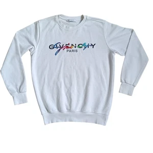 Givenchy Rainbow Embroidered Logo Crew Neck Sweatshirt Sweater Medium *Marks* - Picture 1 of 15