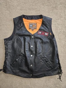 "Retired" Womens Leather Biker Jacket 2x - Picture 1 of 11